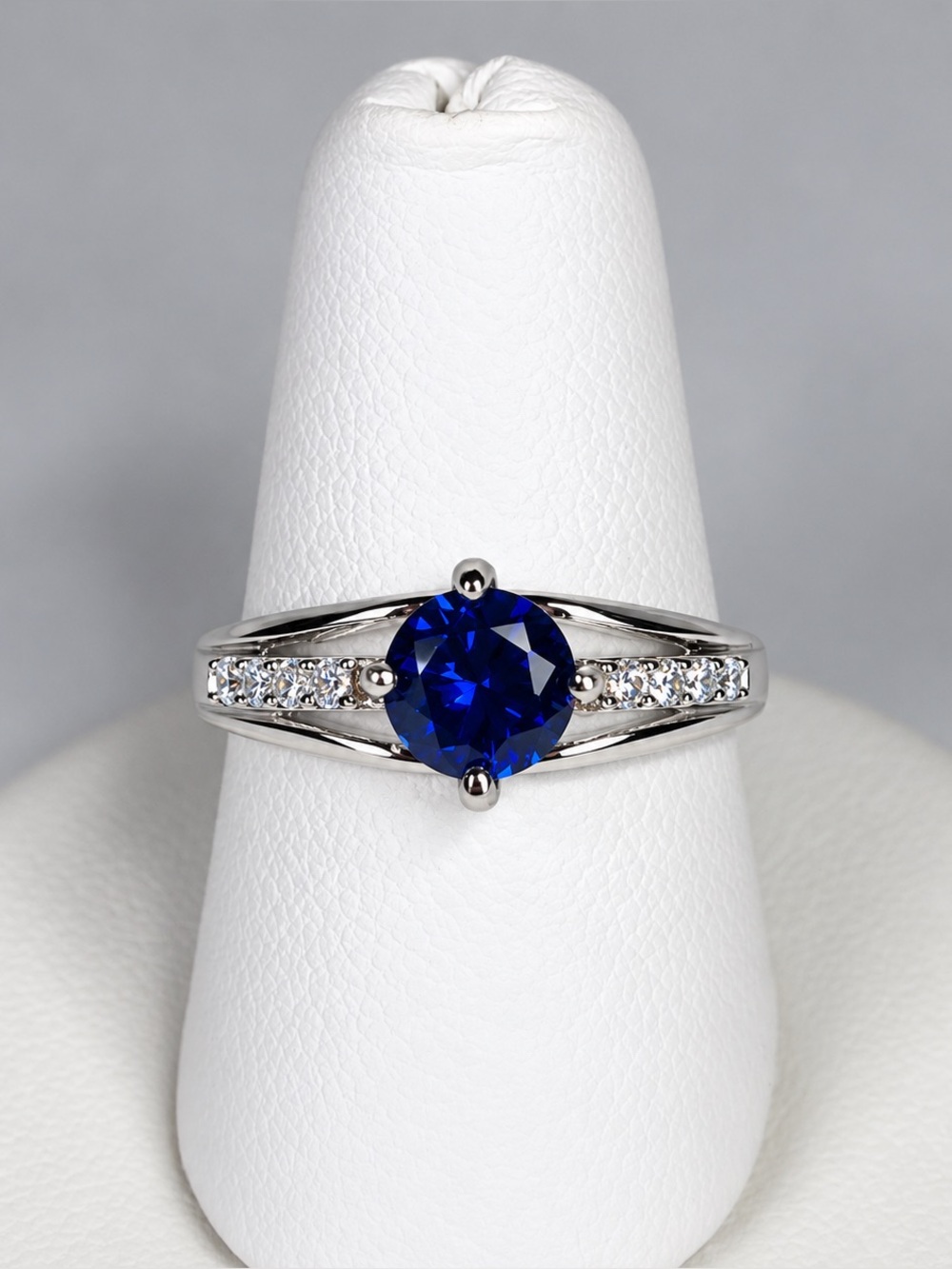 Unique 1ct Sapphire Ring Negative Space Ring Size 7